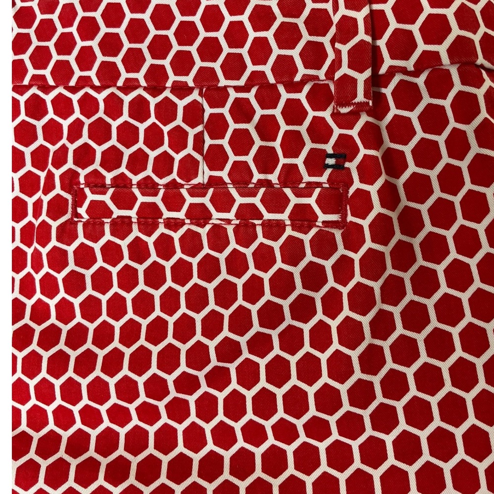 Tommy Hilfiger Womens Red White Honeycomb Geometric Chino Shorts Size 6 - Picture 5 of 10